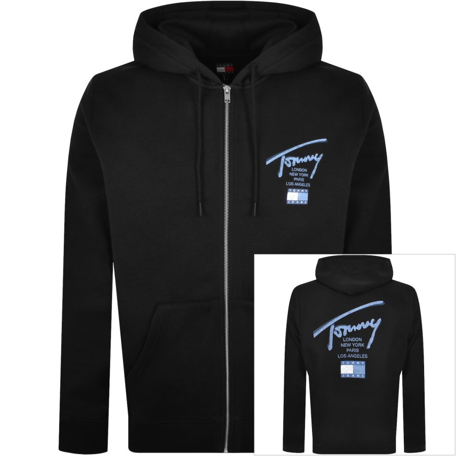 Tommy Jeans Zip Through Hoodie Black Mainline Menswear United States